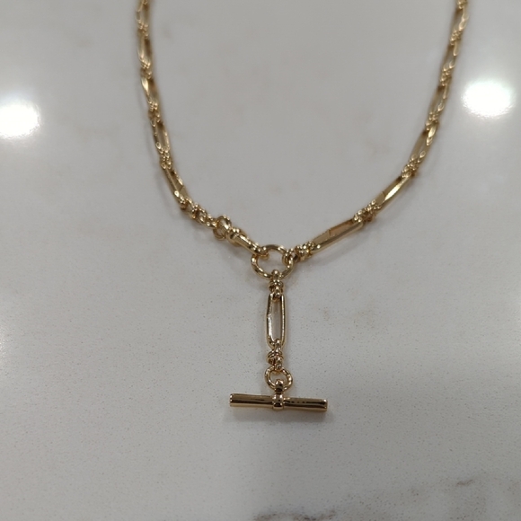 Ann Taylor Gold Link Necklace With Bar Charm - Picture 2 of 7